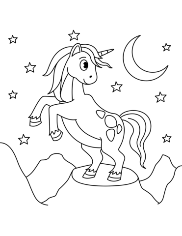 Midnight Unicorn Coloring Page